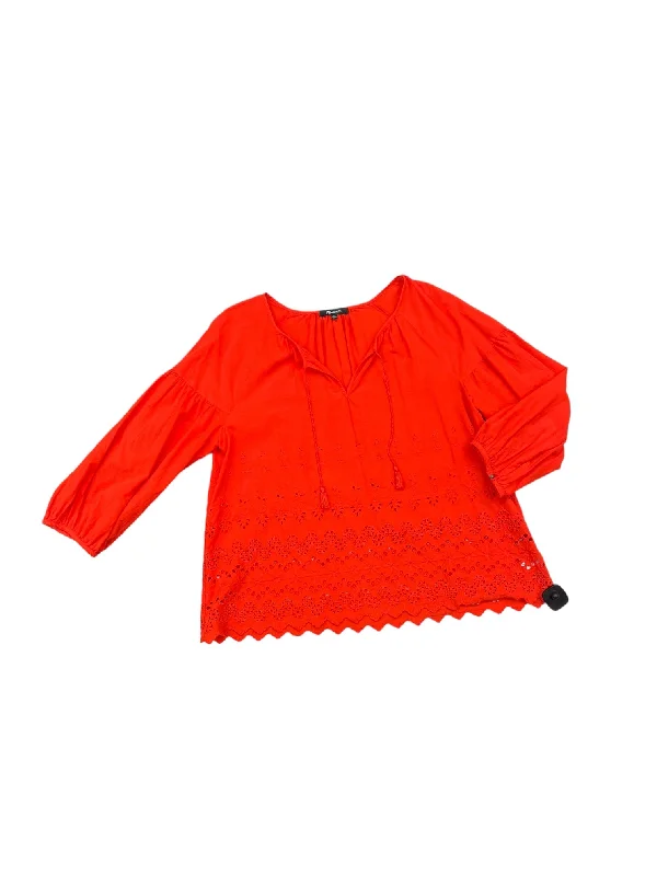 Top Long Sleeve By Madewell In Orange, Size: L