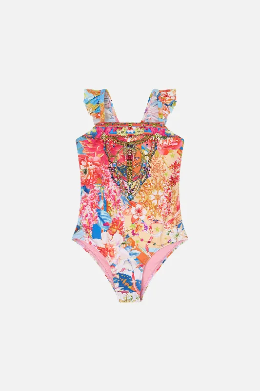 KIDS ONE PIECE WITH FRILL STRAP 4-10 MEET ME IN THE GARDEN