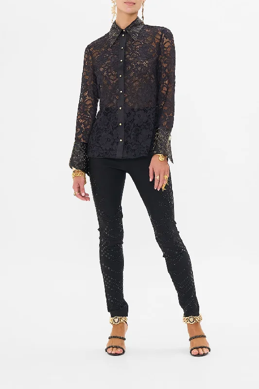 STRETCH LACE FITTED SHIRT NOUVEAU NOIR