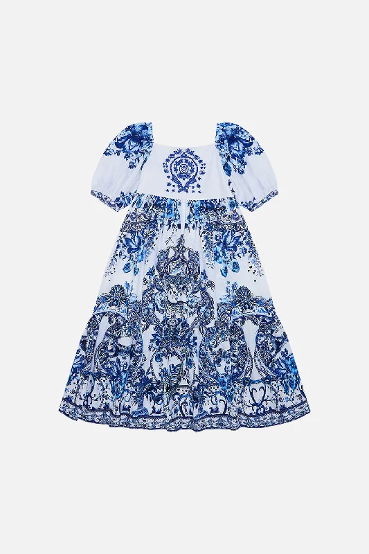 KIDS MIDI DRESS WITH PUFF SLEEVE 12-14 GLAZE AND GRAZE