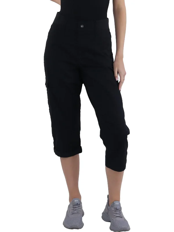 Womens Mid-Rise Relaxed Fit Cargo Pants