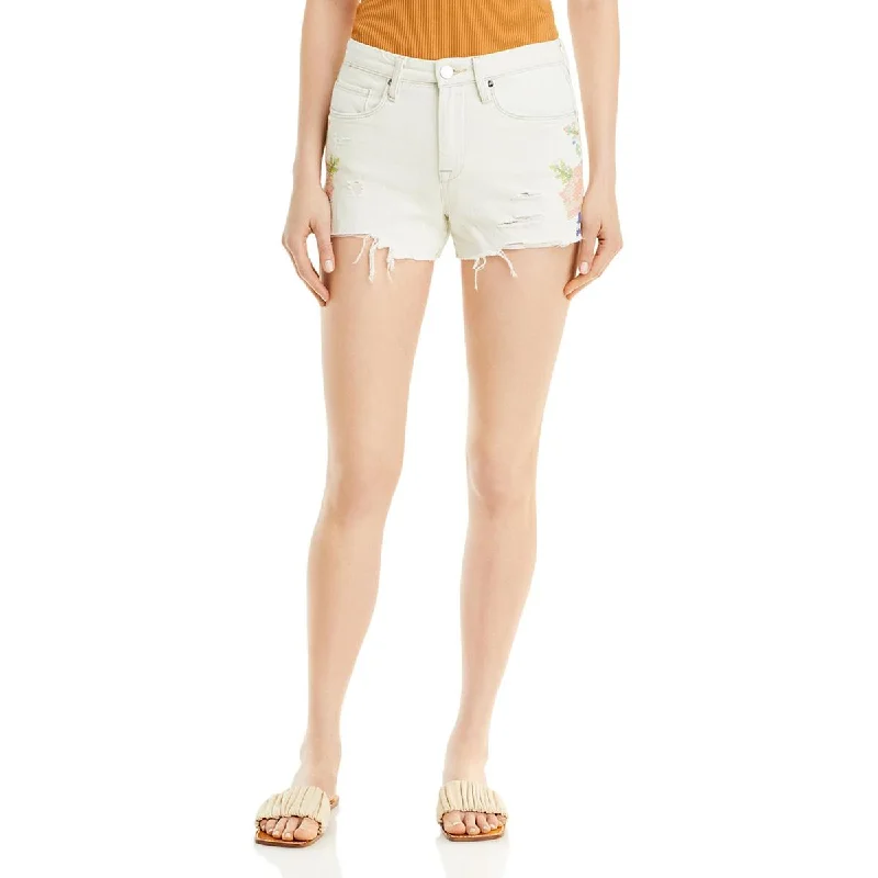 [BLANKNYC] Womens The Barrow Embroidered Distressed Cutoff Shorts