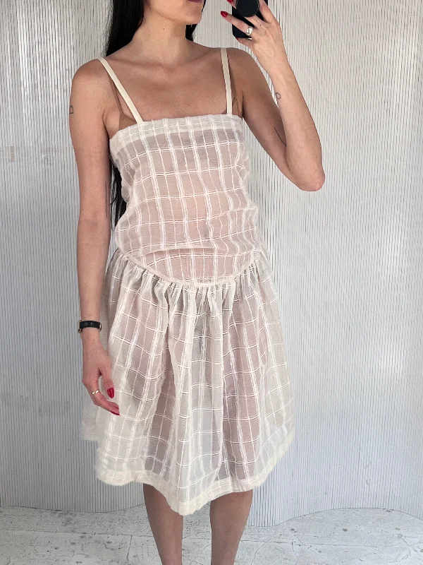 Handmade windowpane drop waist dress