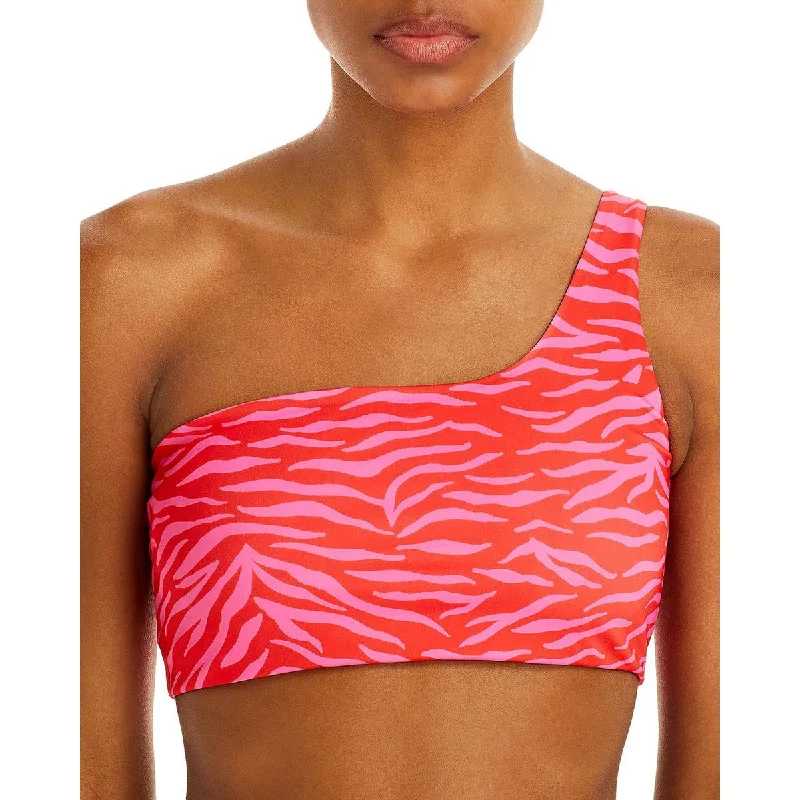 Peixoto Womens Theo Tiger Print One Shoulder Bikini Swim Top