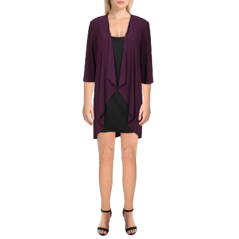 R&M Richards Womens Petites Knit Drapey Duster Blazer