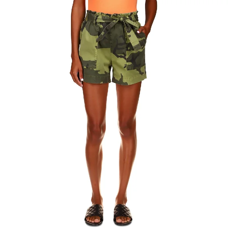 Sanctuary Womens Camouflage Belted High-Waist Shorts