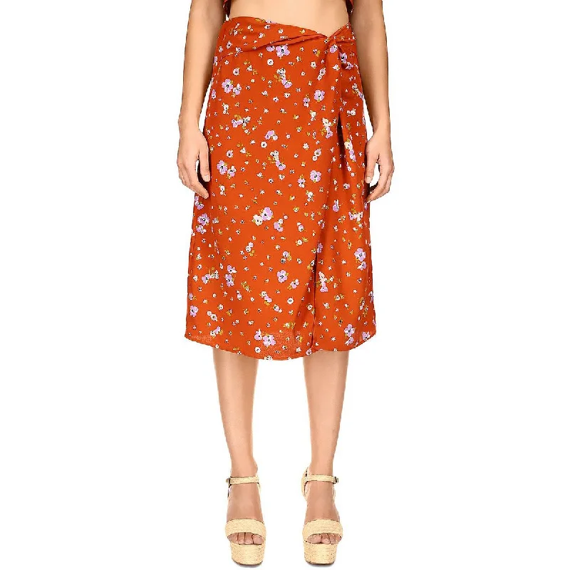 Sanctuary Womens Floral Print Mid Calf A-Line Skirt