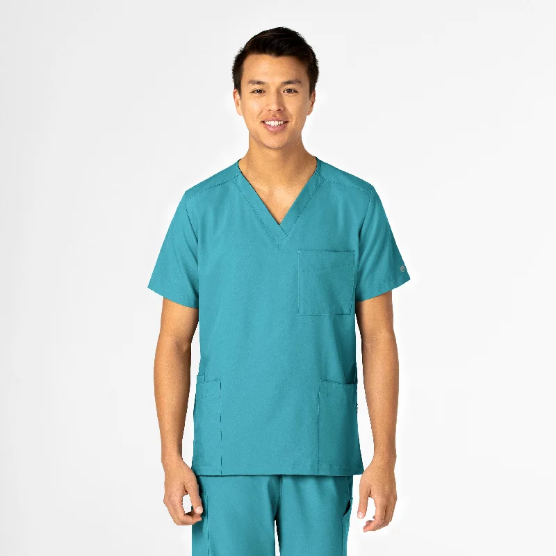 W123 Unisex 4 Pocket Utility Scrub Top - Teal Blue