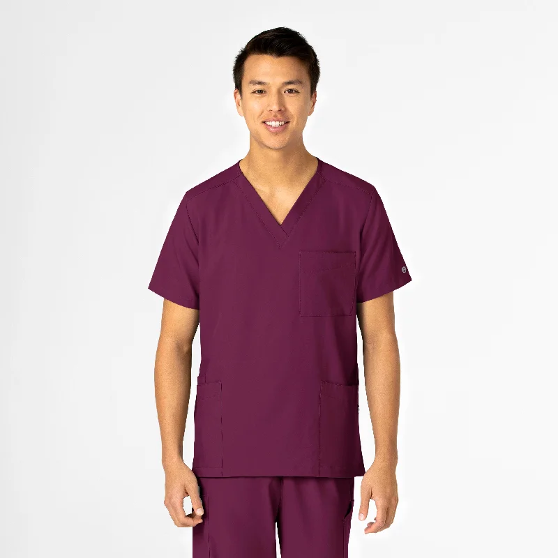 W123 Unisex 4 Pocket Utility Scrub Top - Wine