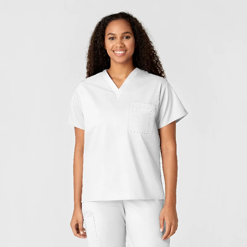 WonderWORK Unisex V-Neck Scrub Top - White