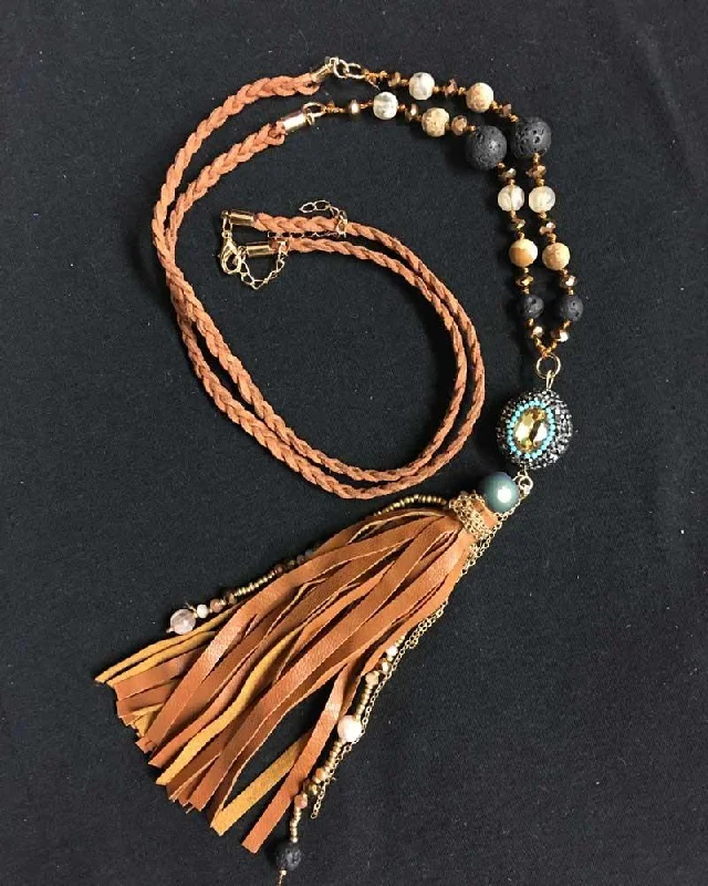 Braided Volcanic Tassel Necklace