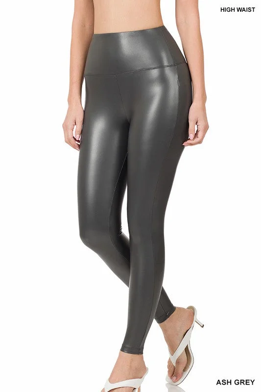 High Rise Faux Leather Leggings by Zenana